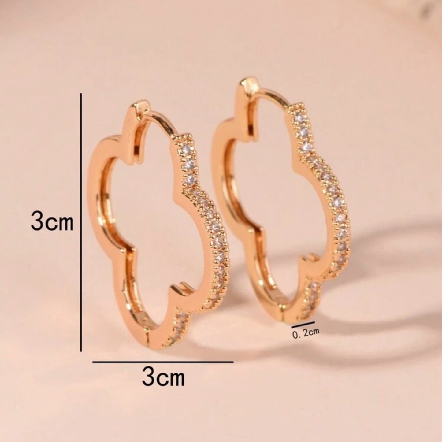 “Essie” Pave Bling Clover Hoop Earrings