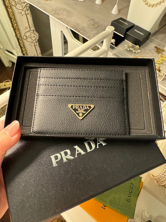 *RE-SALE ITEM* Luxe Black Logo Leather Card Holder