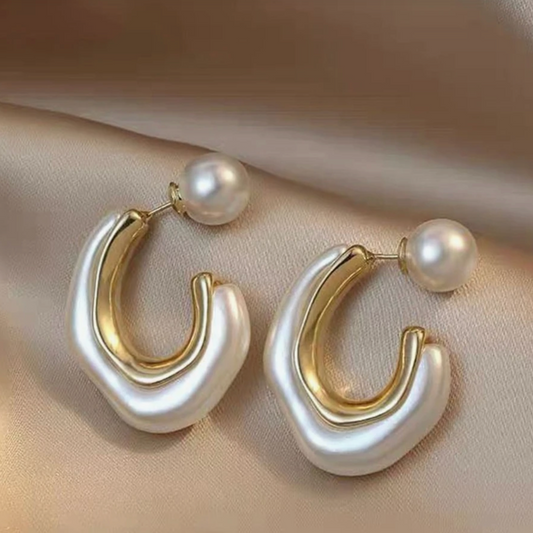 Gabriela Earrings - Pearl Hoops