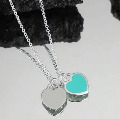 "Catherine" Teal Heart Charm Necklace