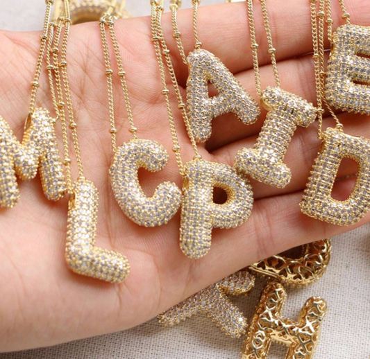 "Hailey" Bling Letter Necklace