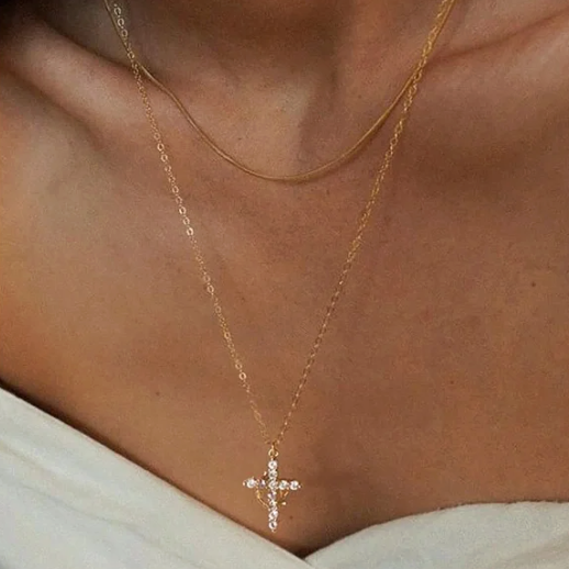 Royal Cross Crown Necklace 👑 Stainless Steel