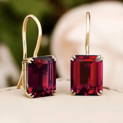 "Patricia" - Burgundy Gold Earrings