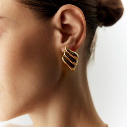 “Everett” Gold Wing Geometric Earrings