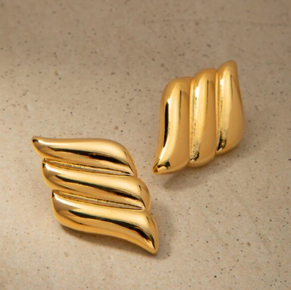 “Everett” Gold Wing Geometric Earrings