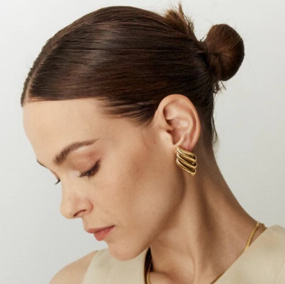 “Everett” Gold Wing Geometric Earrings