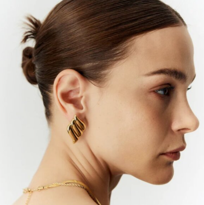 “Everett” Gold Wing Geometric Earrings