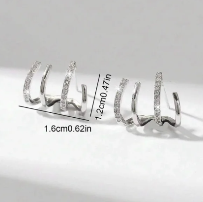 SILVER “Leah” illusion 4 prong stud hoops